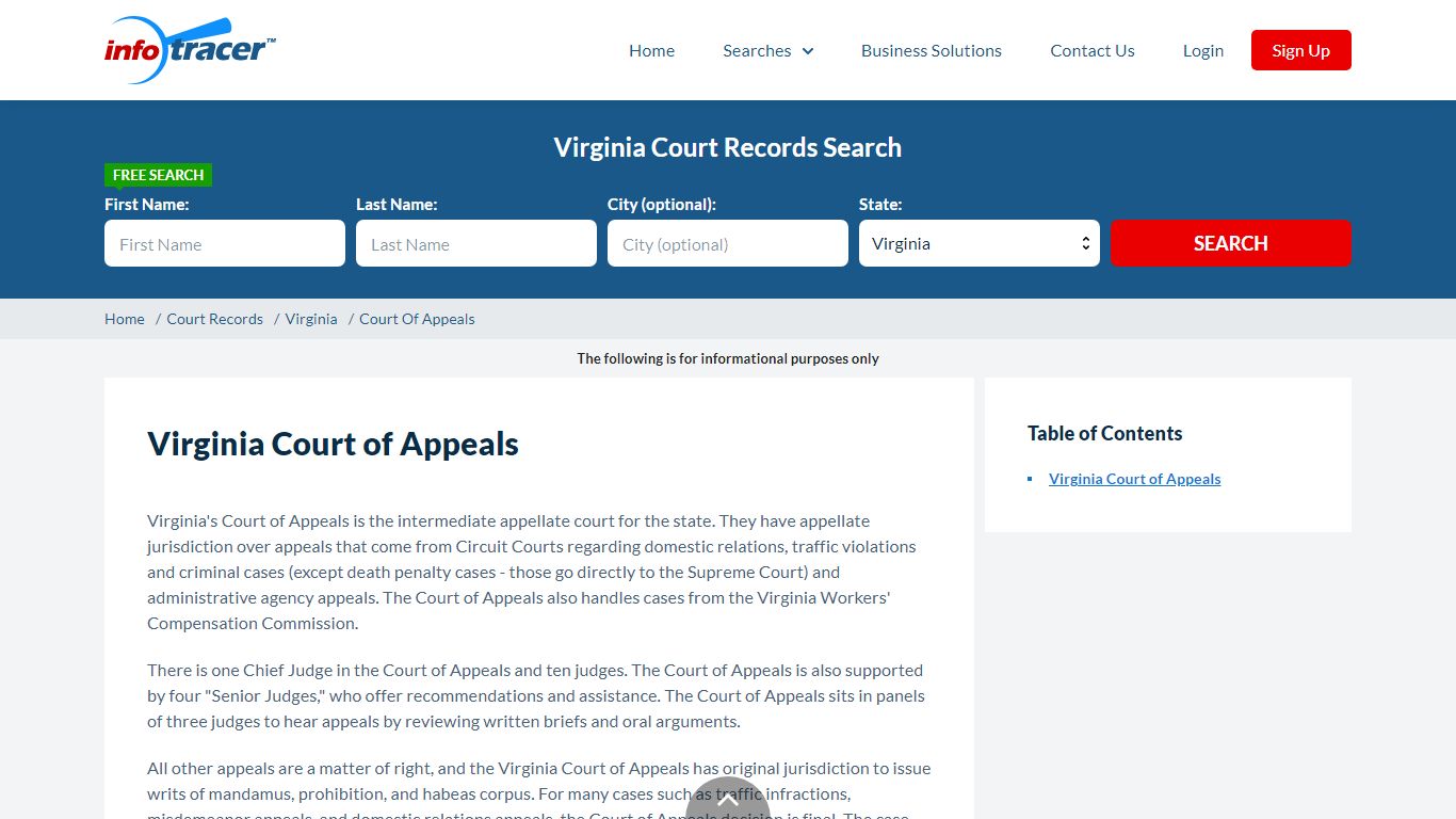 Search Virginia Court of Appeals Cases Online - InfoTracer
